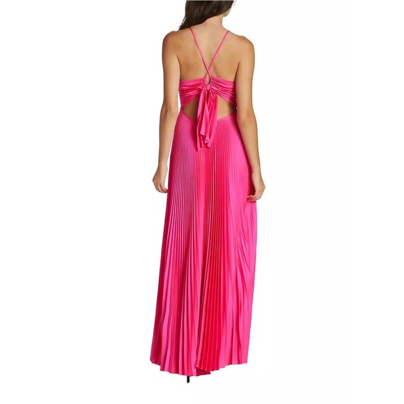 A.L.C. Aries Pleated Open Back Gown in Hot Pink, size 12 - Picture 10 of 11